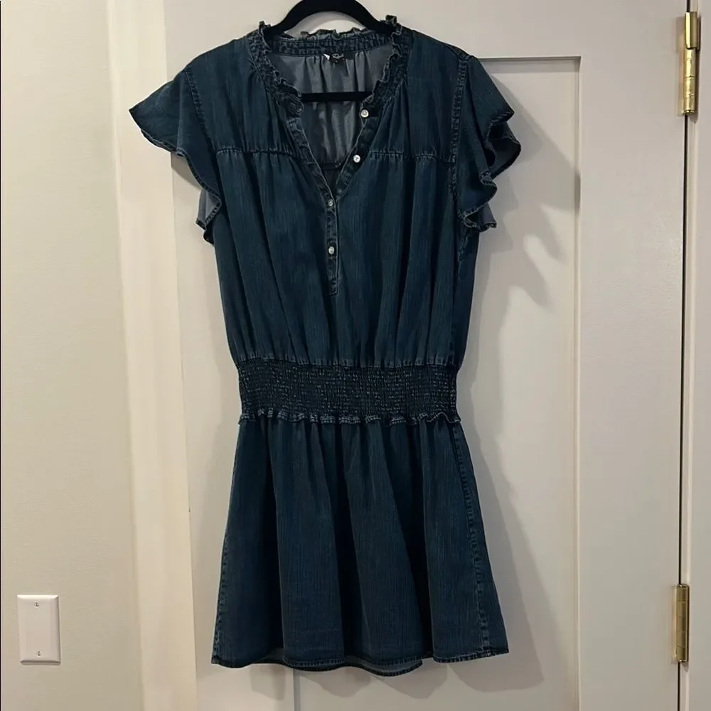 Rails Ruffled Denim Dress, Size Large - Picture 1 of 11